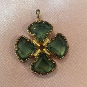 14k gold plated glass statement pendant